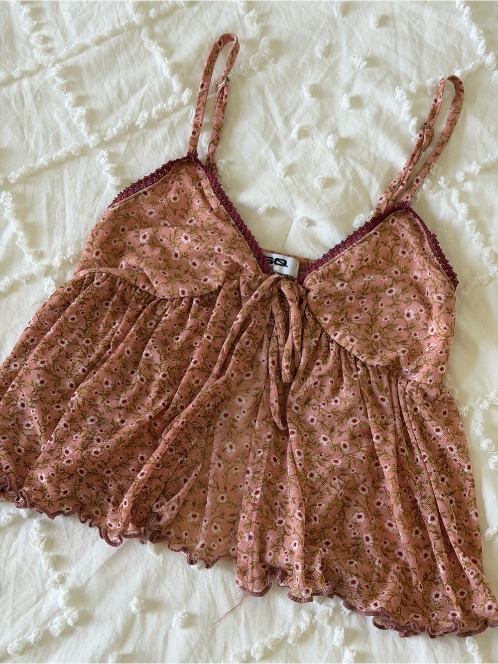RSQ Dusty Rose Floral Babydoll Camisole - Picture 3 of 7